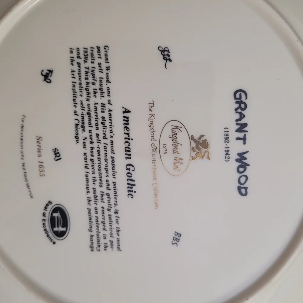 Decorative Plate with American Gothic Design/ With Stand